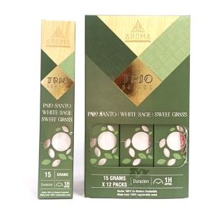 Incienso AROMA TRÍO Palo Santo, Salvia y Sweet Grass